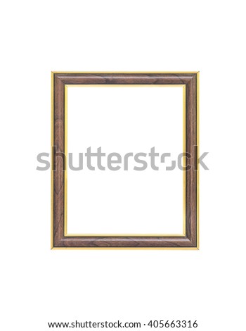Wooden frame for a photo background isolated on white background