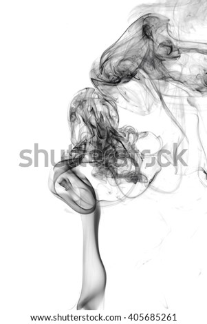 curls of black smoke on a white background