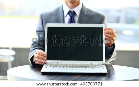 laptop with a blank screen useful for composition