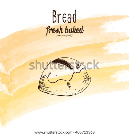 Isolated bread on a textured background with text