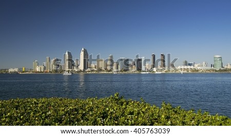 Skyline of San Diego downtown from Coronado Island (CAlifornia, USA)