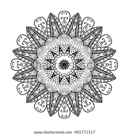 Adult coloring page. Mandala vector for art, coloring book, zendoodle. Round zentangle for coloring book pages, mandala design. Coloring mandala. round ornament lace pattern 