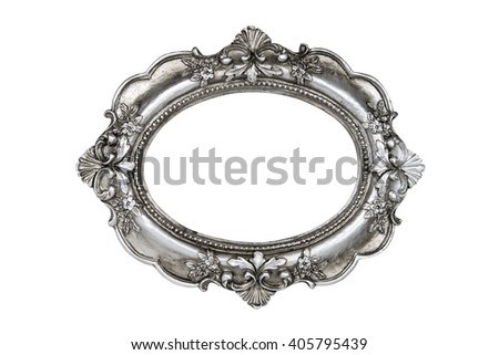 Oval silver picture frame isolated with clipping path.