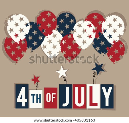 Happy 4th of July Independence Day. Vector illustration with balloons and a US national colors.
