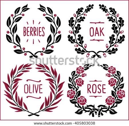 Collection of hand-drawn decorative wreaths.
