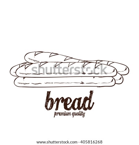 Isolated sketch of a group of breads on a white background with text