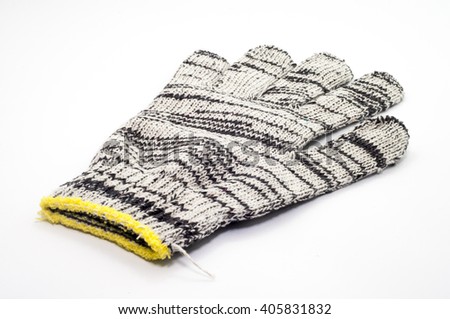 the isolated image of cotton glove over white background. 