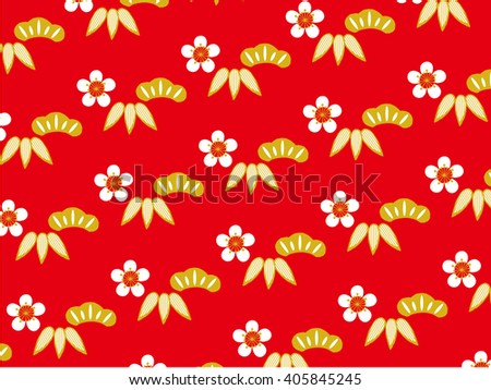 The background material for Japanese new years Pine tree, bamboo and Japanese apricot flower
