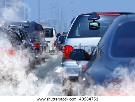 pollution of environment by combustible gas of a car Royalty-Free Stock Photo #40584751