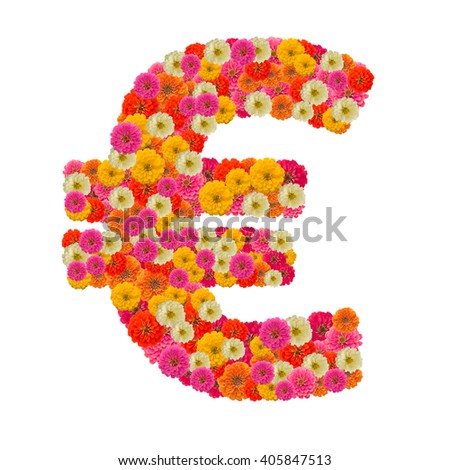 Flower Euro sign isolated on white background