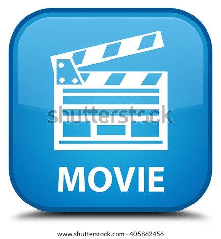 Movie (cinema clip icon) cyan blue square button