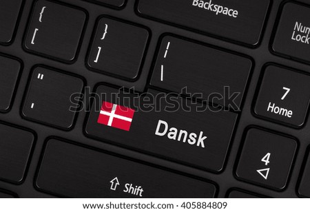 Enter button with flag Denmark - Concept of language (learning or translate)