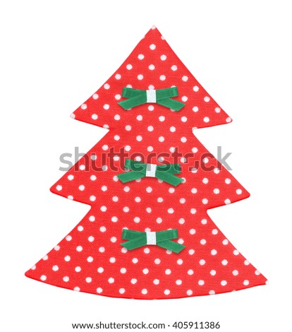 Handmade Christmas tree decorated with ribbons isolated.