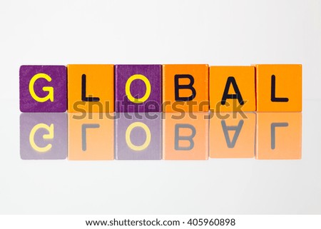 Global - an inscription from children's wooden blocks