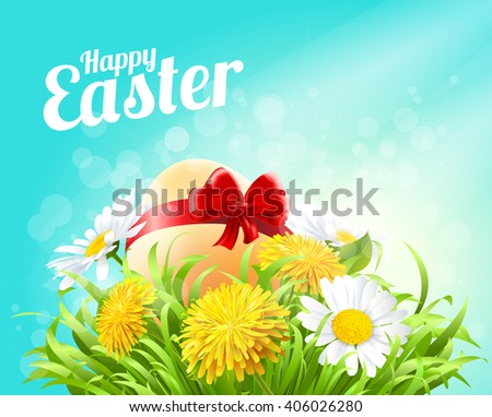 Stock Vector Easter background with spring flowers