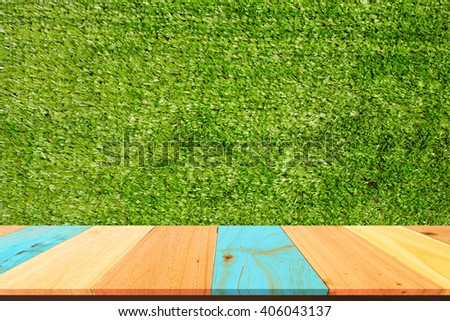 Table Top And artificial grass  Of The Background