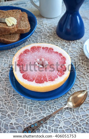 Grapefruit for breakfast selective focus