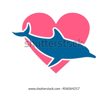 dolphin love heart fauna aquatic nautical marine life image icon logo