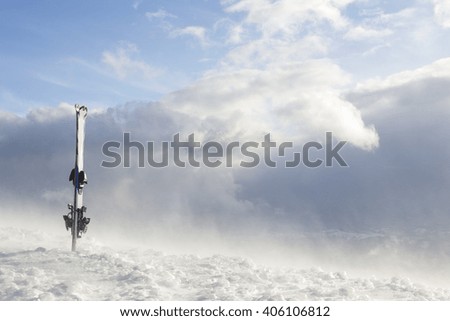 Skiing in the snow on the mountain