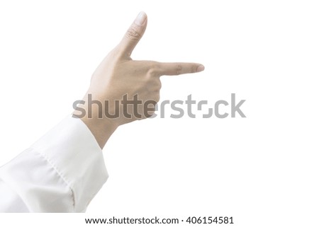 Making gestures woman hands on white backgrounds