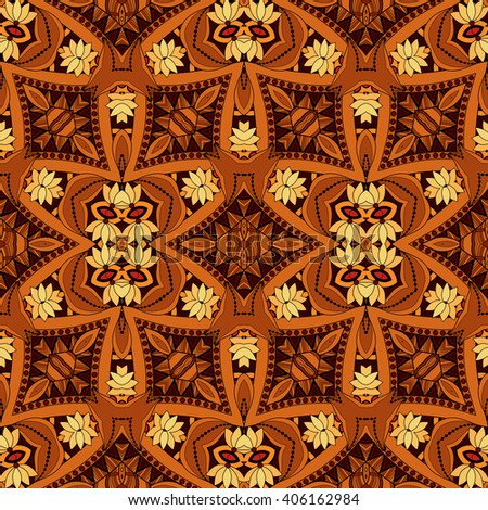 Vector Seamless Ornate Pattern. Hand Drawn Damask Texture, Vintage Style