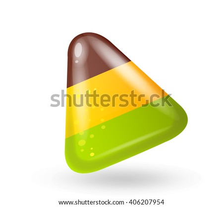 Fun cute cartoon triangular color candy. Vector illustration, clip-art, isolated on white background