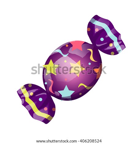 Funny colorful candy cartoon. Vector illustration, clip-art, isolated on white background