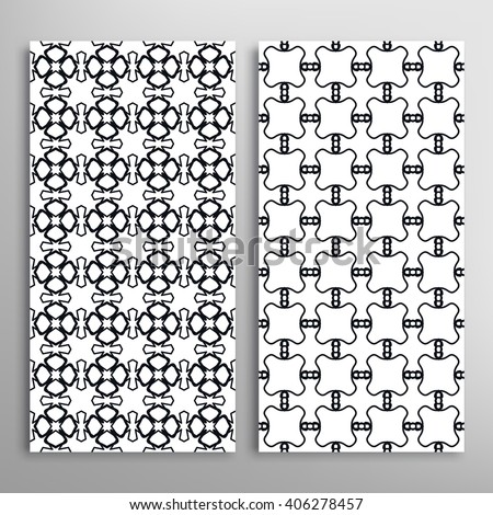 Set of vertical seamless line patterns. Vector black and white stylish geometric repeating texture. Contemporary graphic design. Tribal ethnic ornament, monochrome background