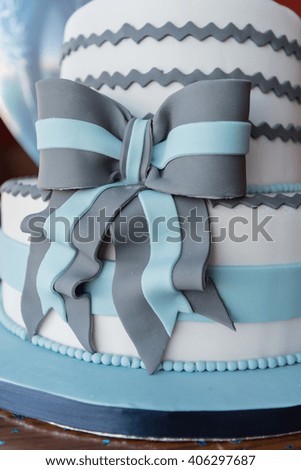 Detail from a blue themed cake 