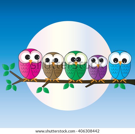 lovely colorful owls