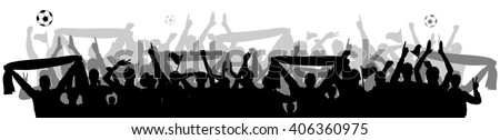 soccer fans crowd silhouette Royalty-Free Stock Photo #406360975