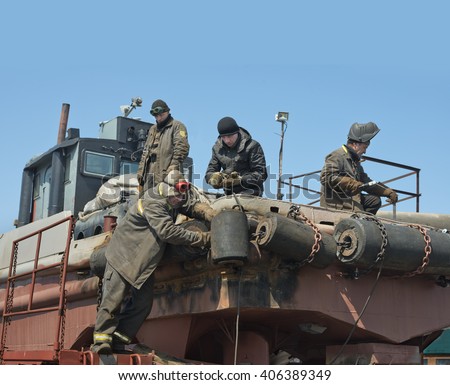 Repair of ships in dock, Vladivostok, Russia