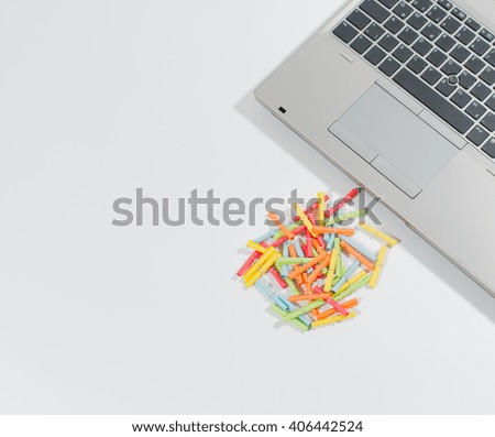 winning tickets on White Background with laptop
