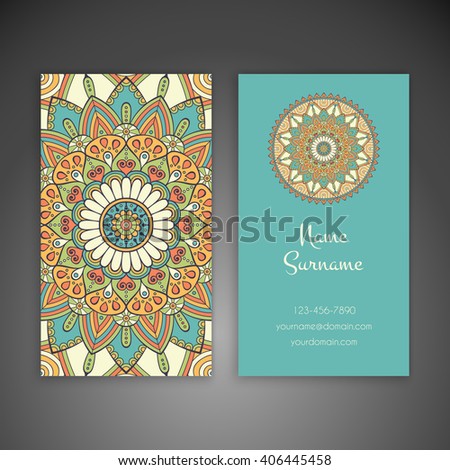 Business card or invitation. Vintage decorative elements. Oriental pattern, vector illustration. Islam, Arabic, Indian, turkish, pakistan, chinese, ottoman motifs
