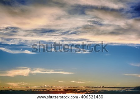 Clouds and blue sky at sunset