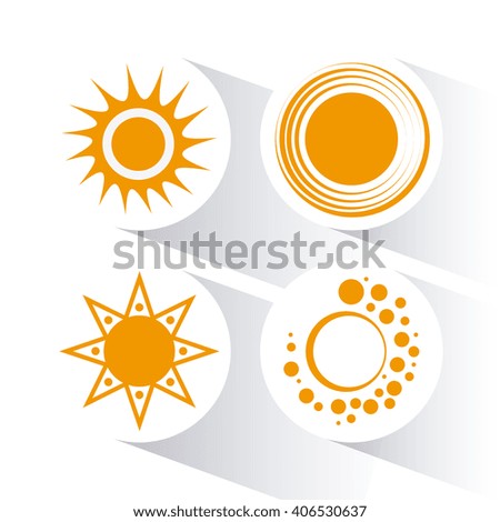 Icon of yellow sun, vector illustration