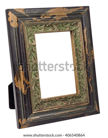 Pastel wooden photo frame with empty space