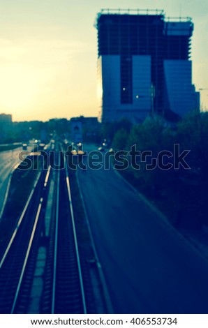 City architecture with shallow depth of field. Blurred background