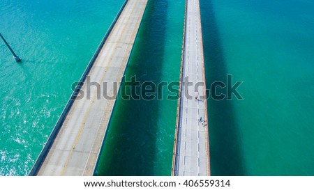Seven Miles bridge. Florida Keys. Aerial photo