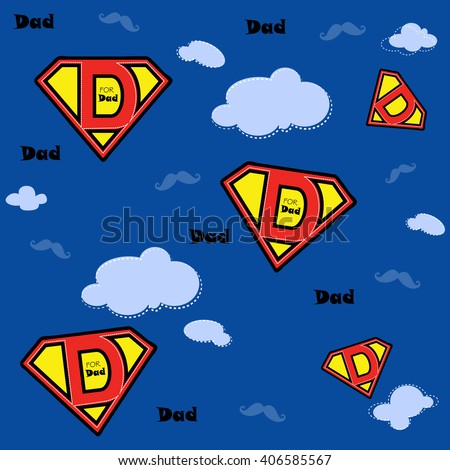 Super Dad design and mustaches flying in the sky pattern