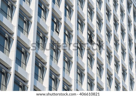 Windows of white building background