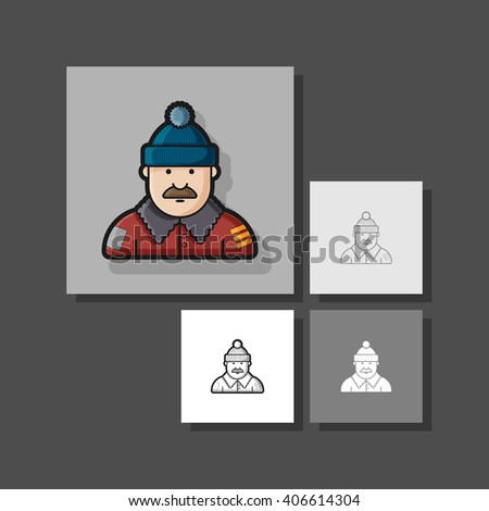 contour icon man in down jacket and hat
