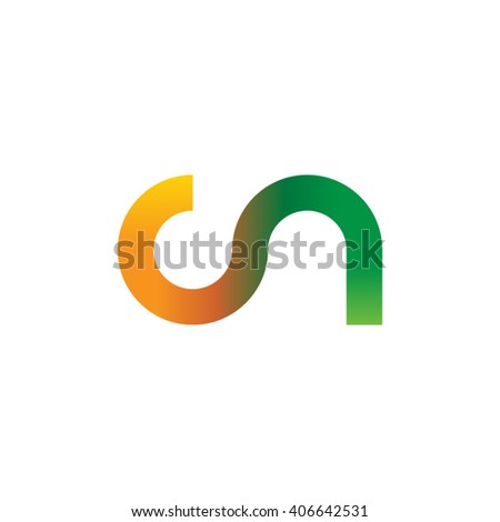 initial letter cn linked circle lowercase logo orange green