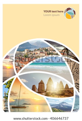 Travel collage. Can be used for cover design, brochures, flyers. With space for text Royalty-Free Stock Photo #406646737