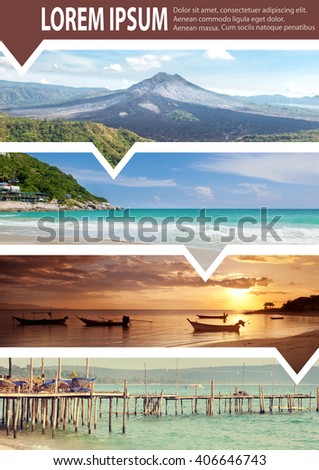 Travel collage. Can be used for cover design, brochures, flyers. With space for text
