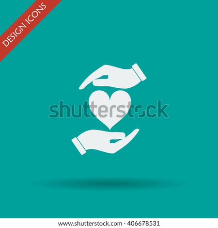 Vector icon - hands holding heart. Flat design style