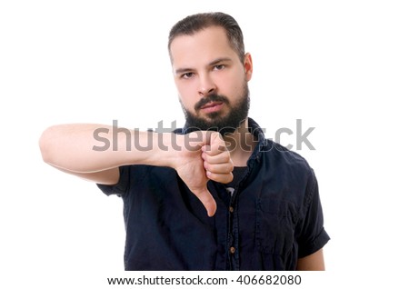 handsome man with beard showing gesture isolated on white background