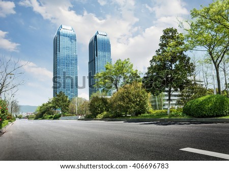 the building and road