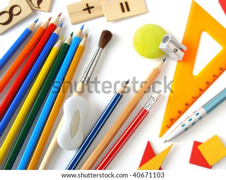 educational tools set on white