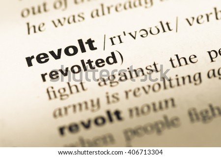 Close Up Of Word In English Dictionary Revolt Definition And